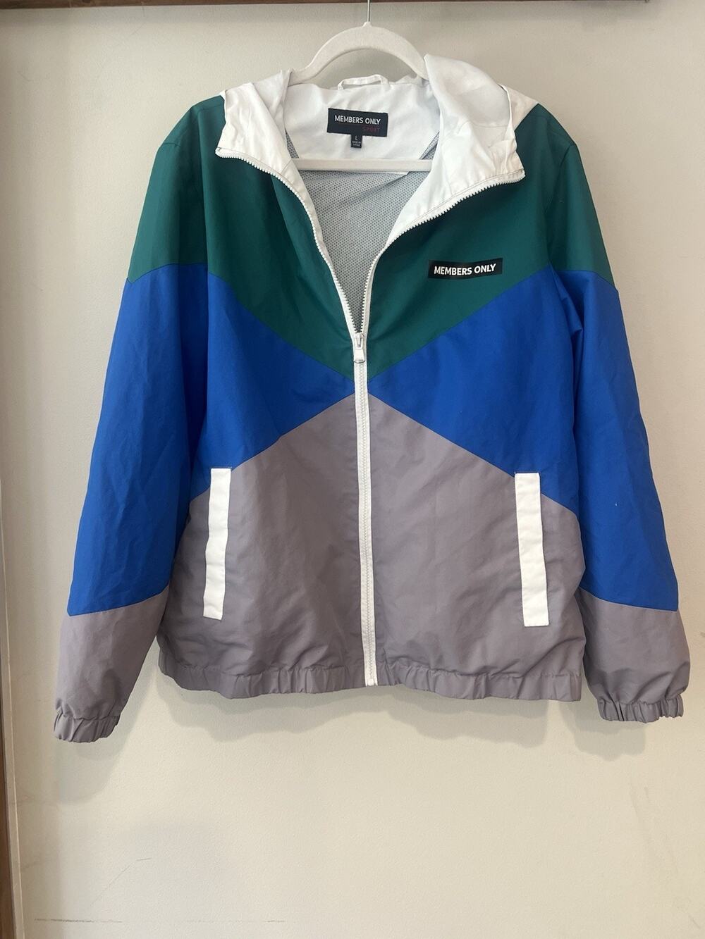 Members Only Sport Retro Color Block Hooded Windbreaker Size Large